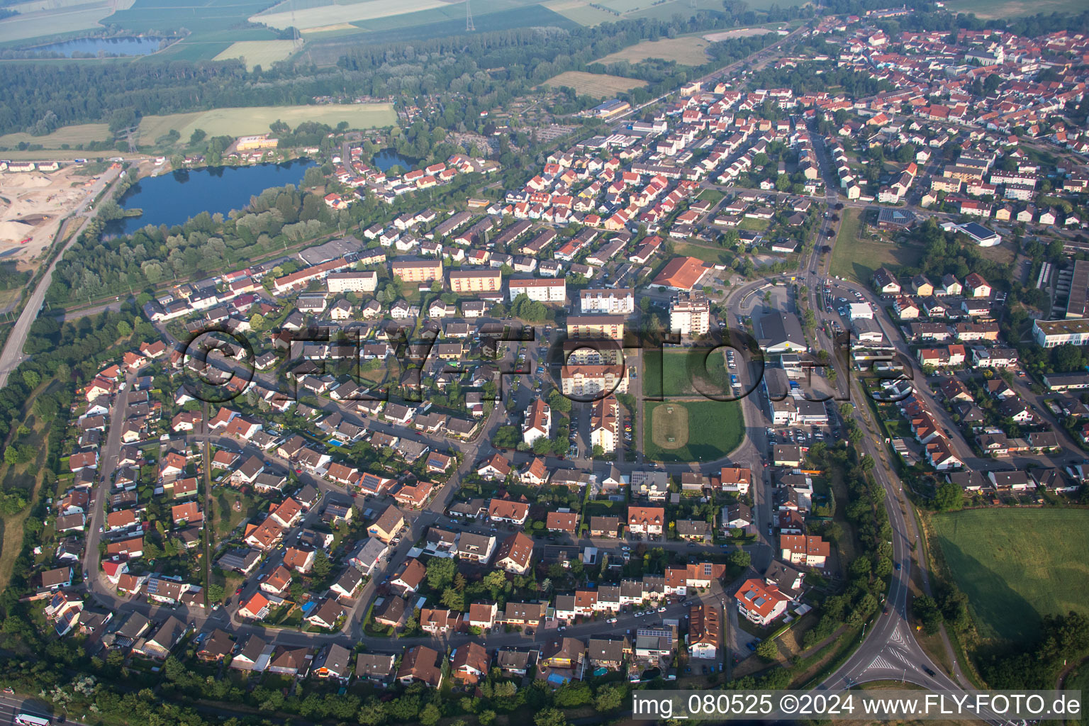 Goodyear Dunlop Tyres Germany in Philippsburg in the state Baden-Wuerttemberg, Germany from the plane