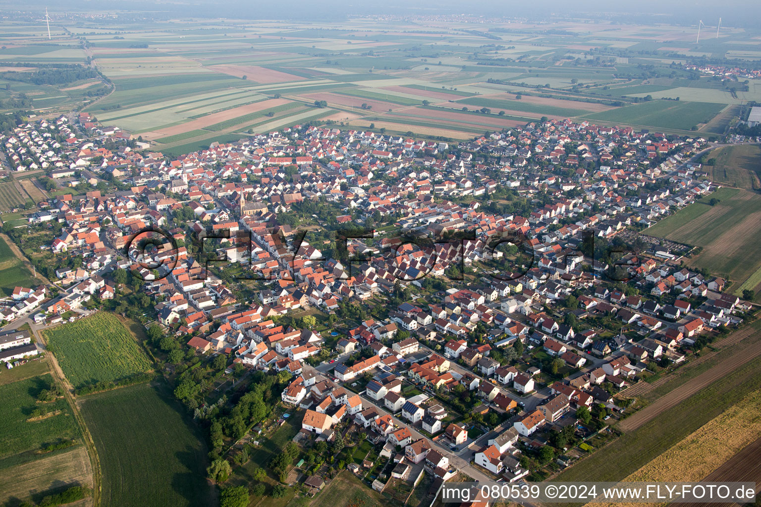 Aerial photograpy of District Mechtersheim in Römerberg in the state Rhineland-Palatinate, Germany