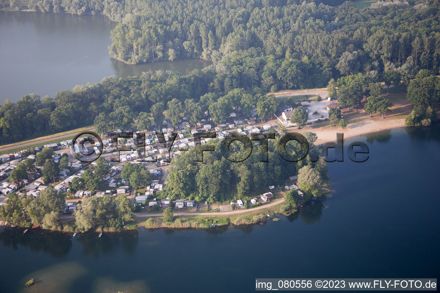 Aerial view of Campsite Lingenfeld in Lingenfeld in the state Rhineland-Palatinate, Germany