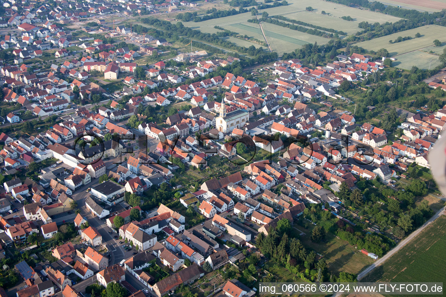 Lingenfeld in the state Rhineland-Palatinate, Germany from above