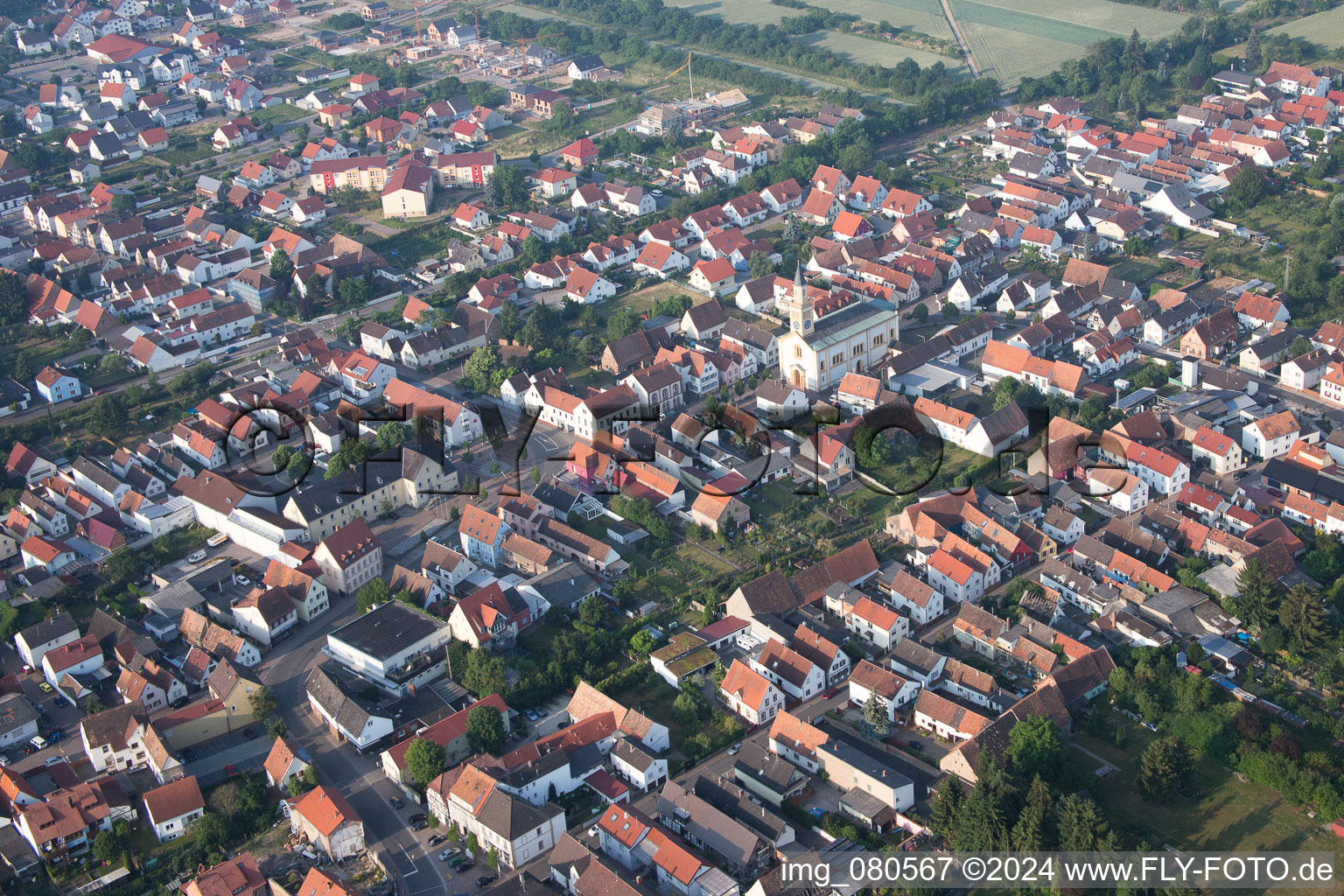 Lingenfeld in the state Rhineland-Palatinate, Germany out of the air