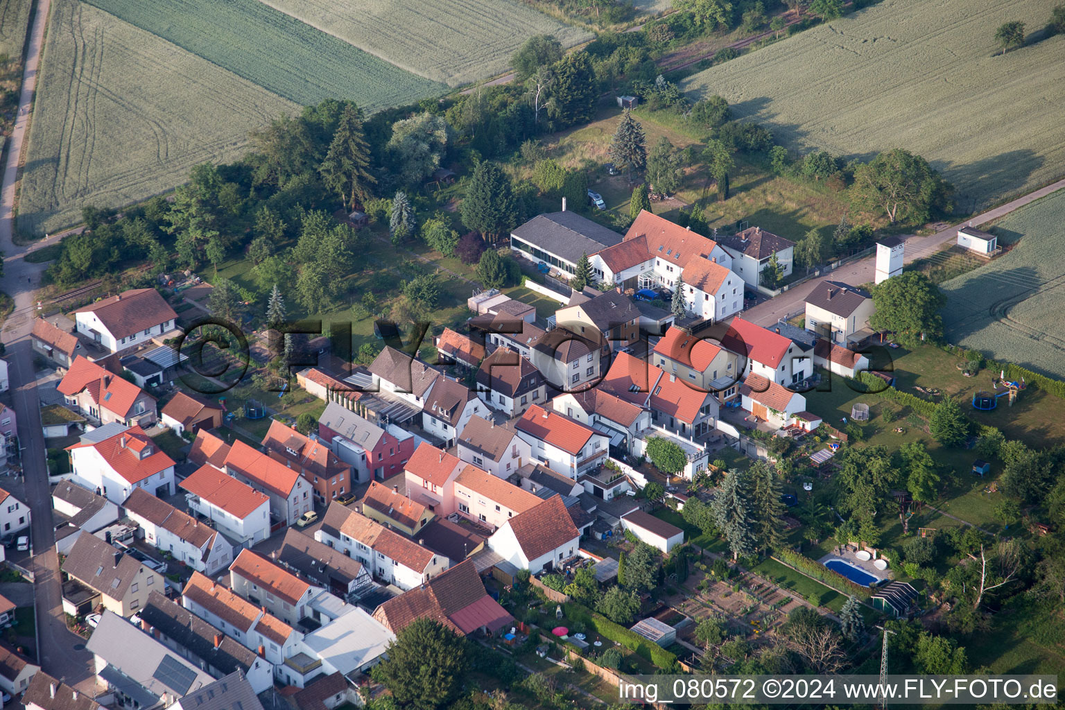 Lingenfeld in the state Rhineland-Palatinate, Germany from the plane