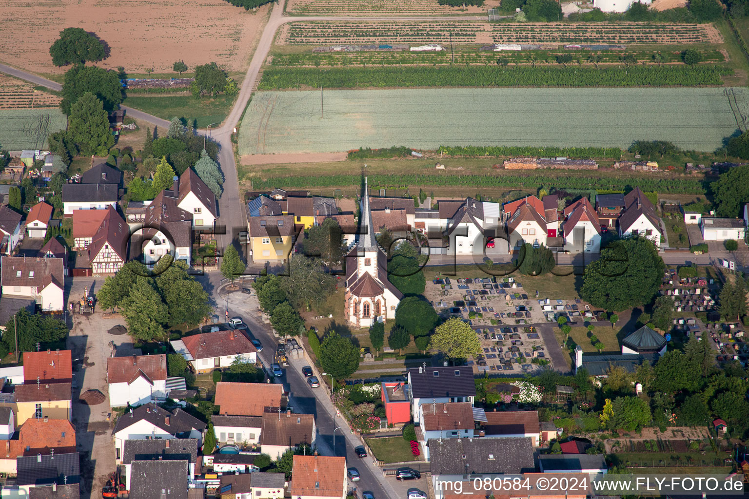 Church building in the village of in Lustadt in the state Rhineland-Palatinate, Germany