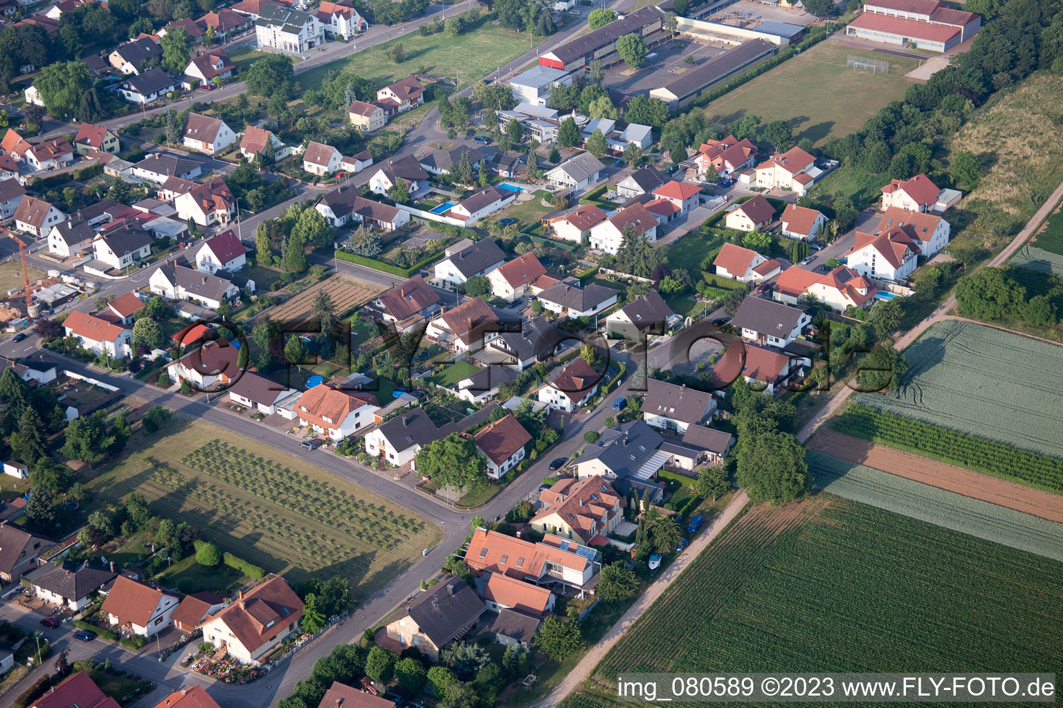 Lustadt in the state Rhineland-Palatinate, Germany from above