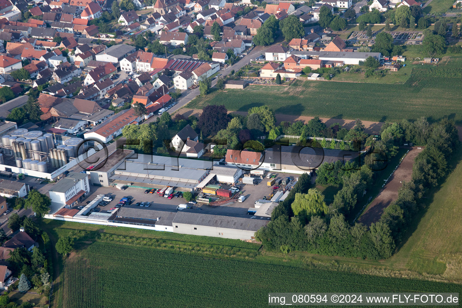 Bird's eye view of Lustadt in the state Rhineland-Palatinate, Germany