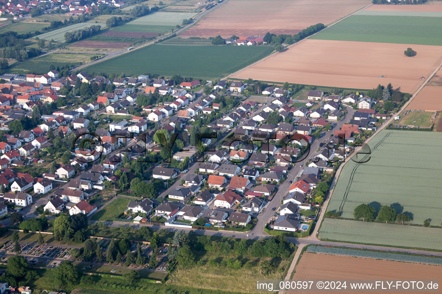 Lustadt in the state Rhineland-Palatinate, Germany viewn from the air