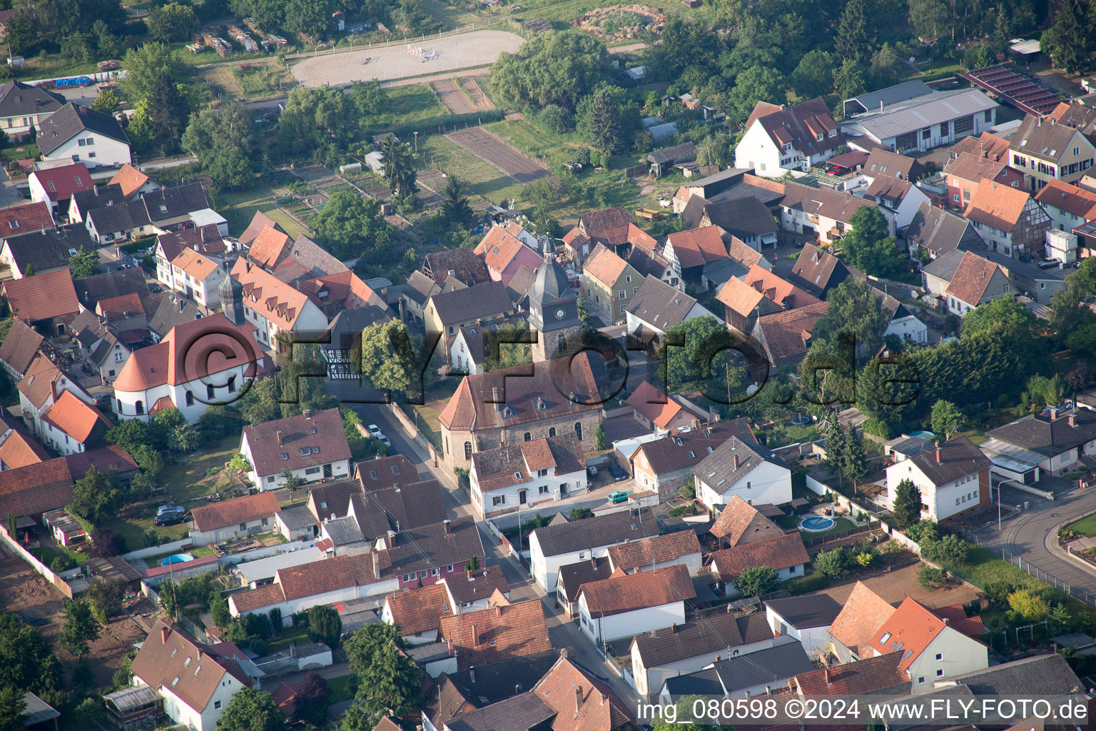 Drone recording of Lustadt in the state Rhineland-Palatinate, Germany