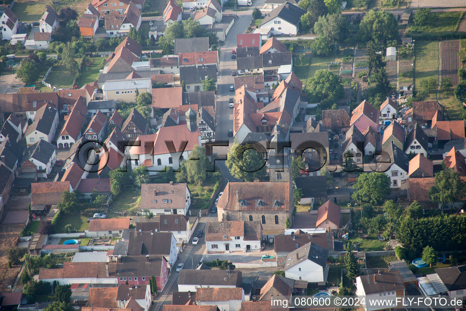 Drone image of Lustadt in the state Rhineland-Palatinate, Germany