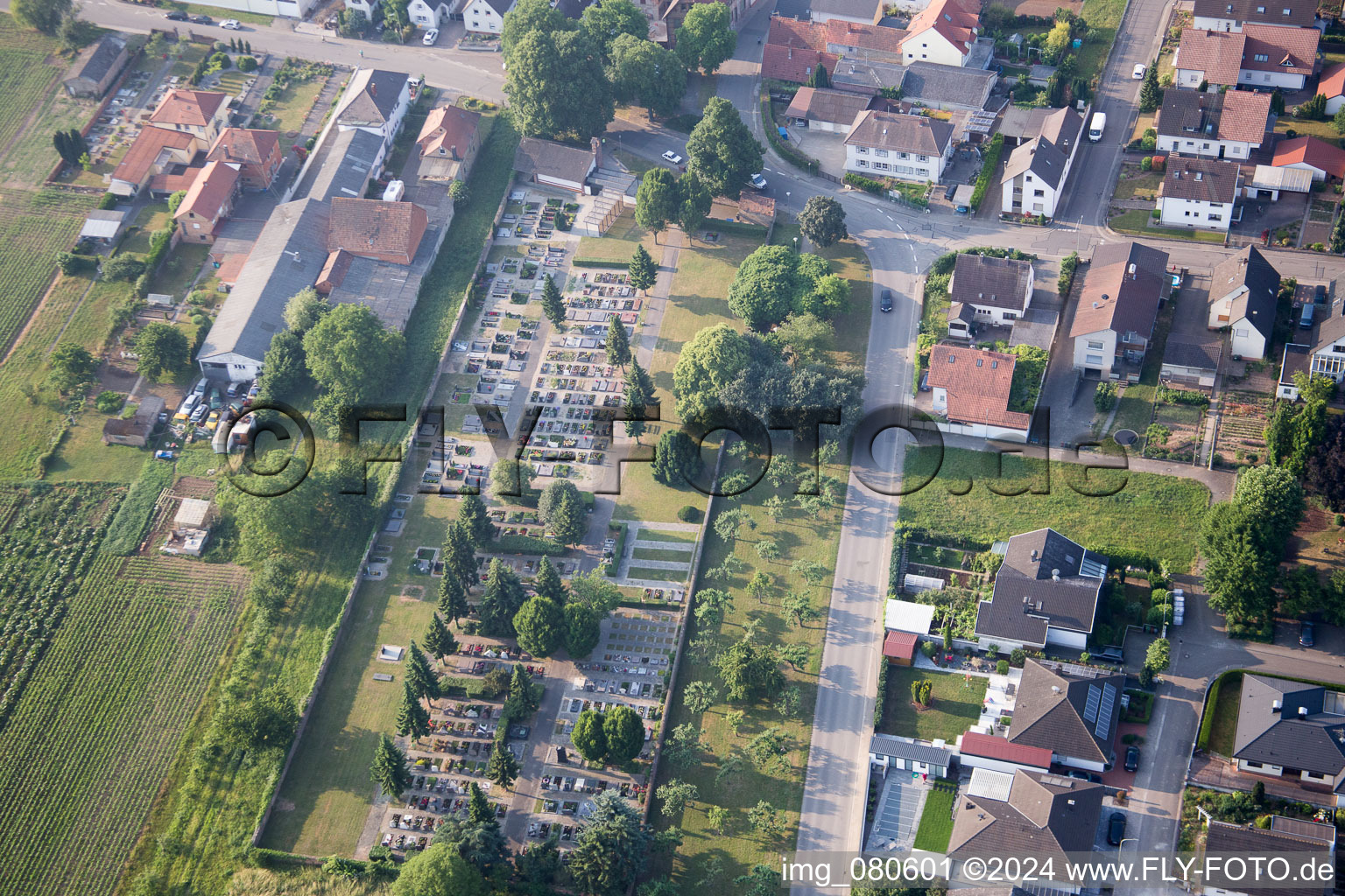 Lustadt in the state Rhineland-Palatinate, Germany from the drone perspective