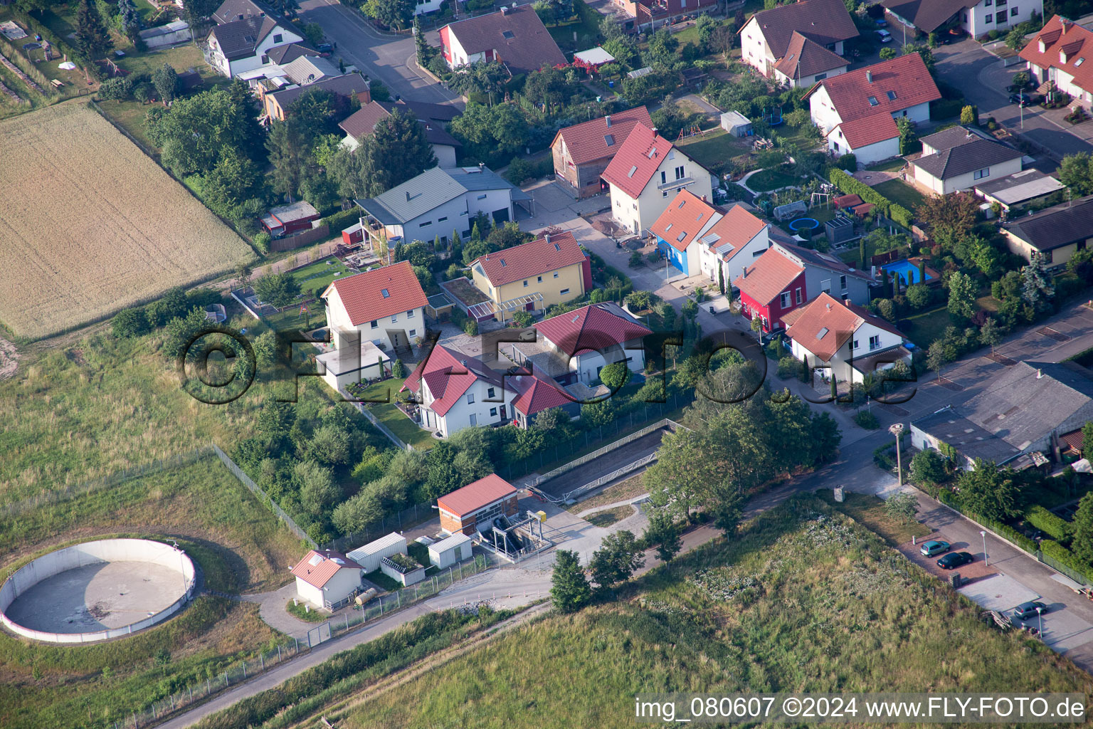 Oblique view of Zeiskam in the state Rhineland-Palatinate, Germany