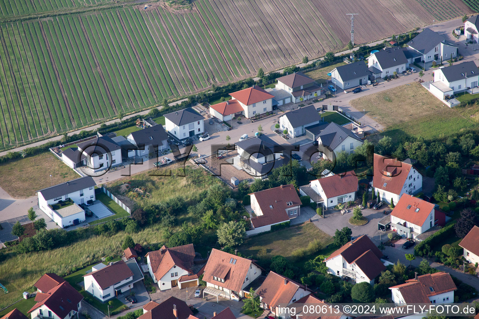 Zeiskam in the state Rhineland-Palatinate, Germany viewn from the air