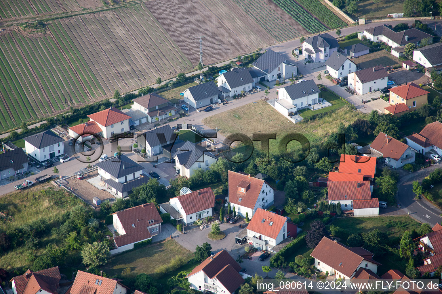 Drone recording of Zeiskam in the state Rhineland-Palatinate, Germany