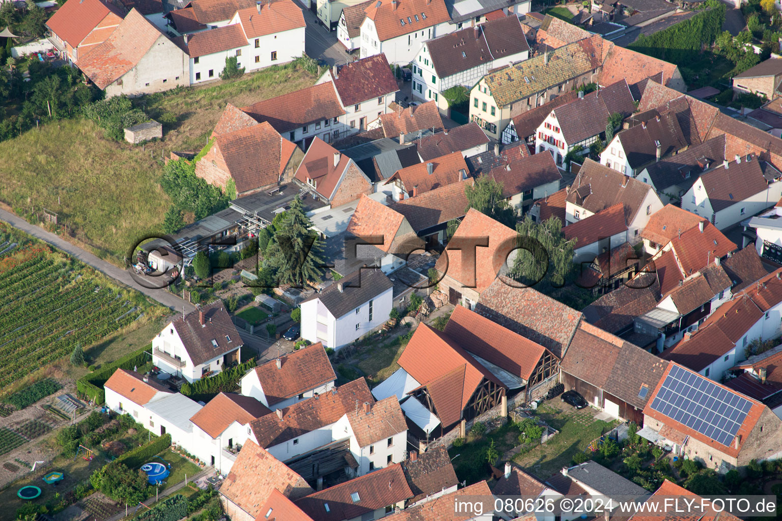 Bird's eye view of Zeiskam in the state Rhineland-Palatinate, Germany