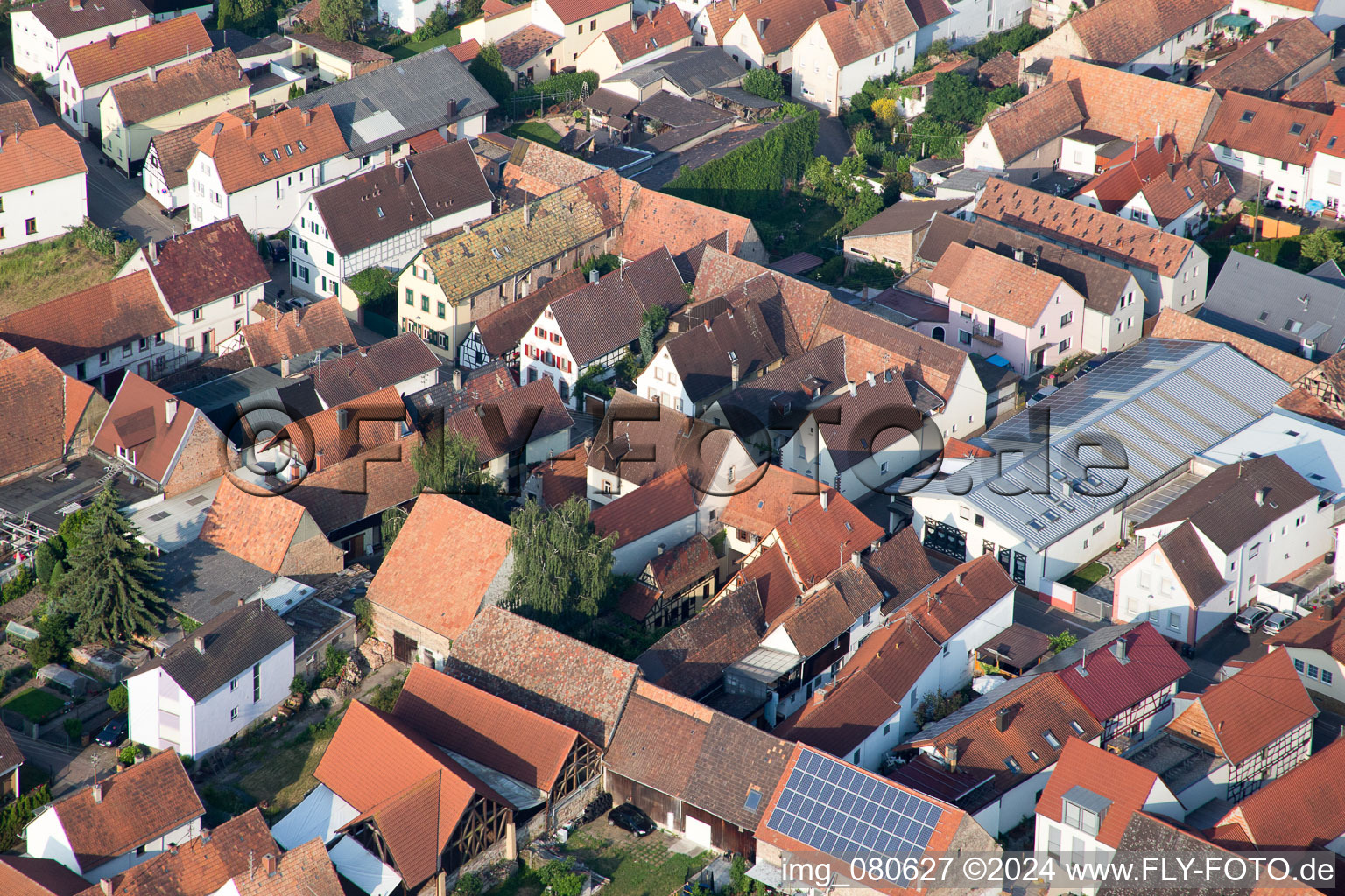 Zeiskam in the state Rhineland-Palatinate, Germany viewn from the air