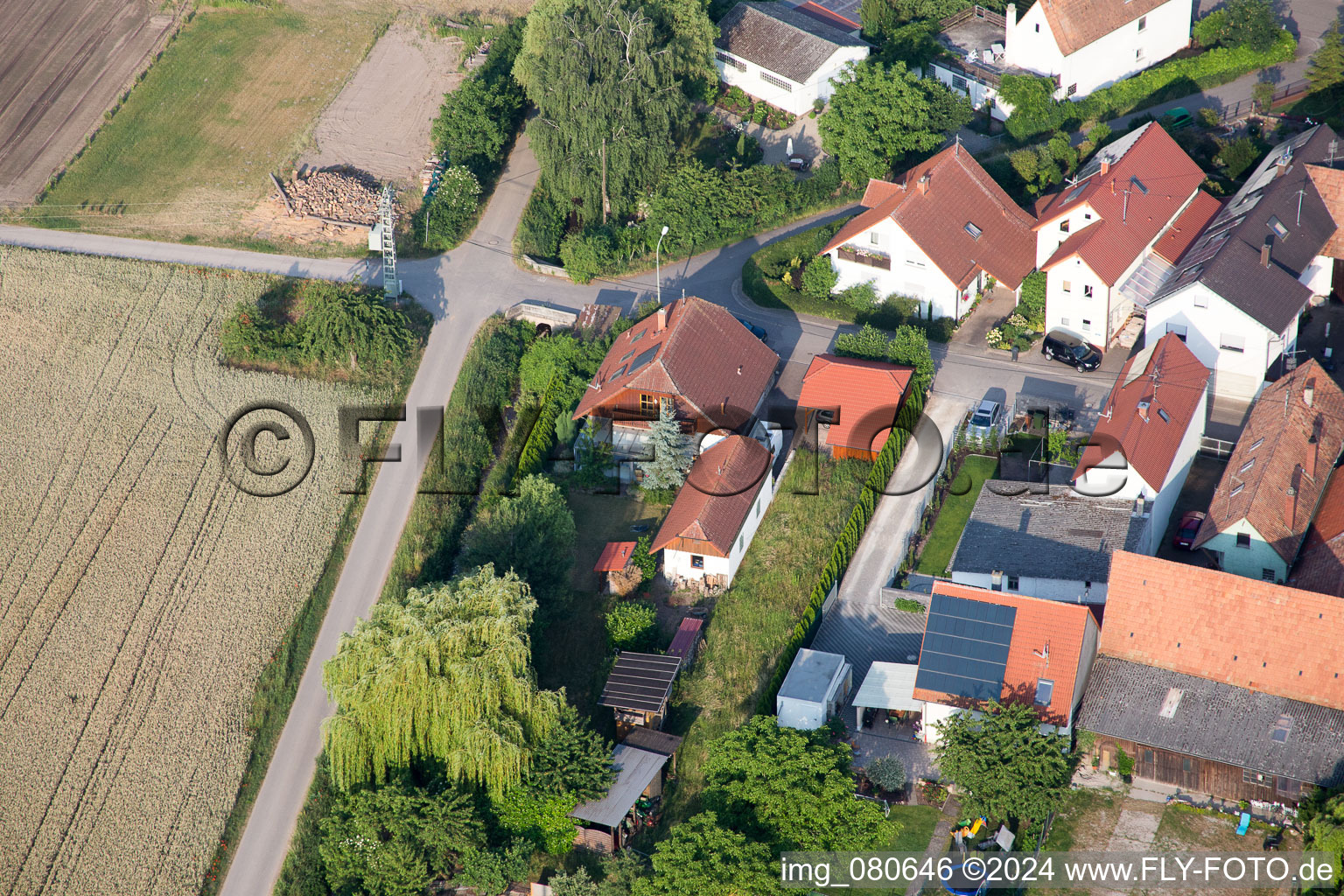 Zeiskam in the state Rhineland-Palatinate, Germany seen from a drone