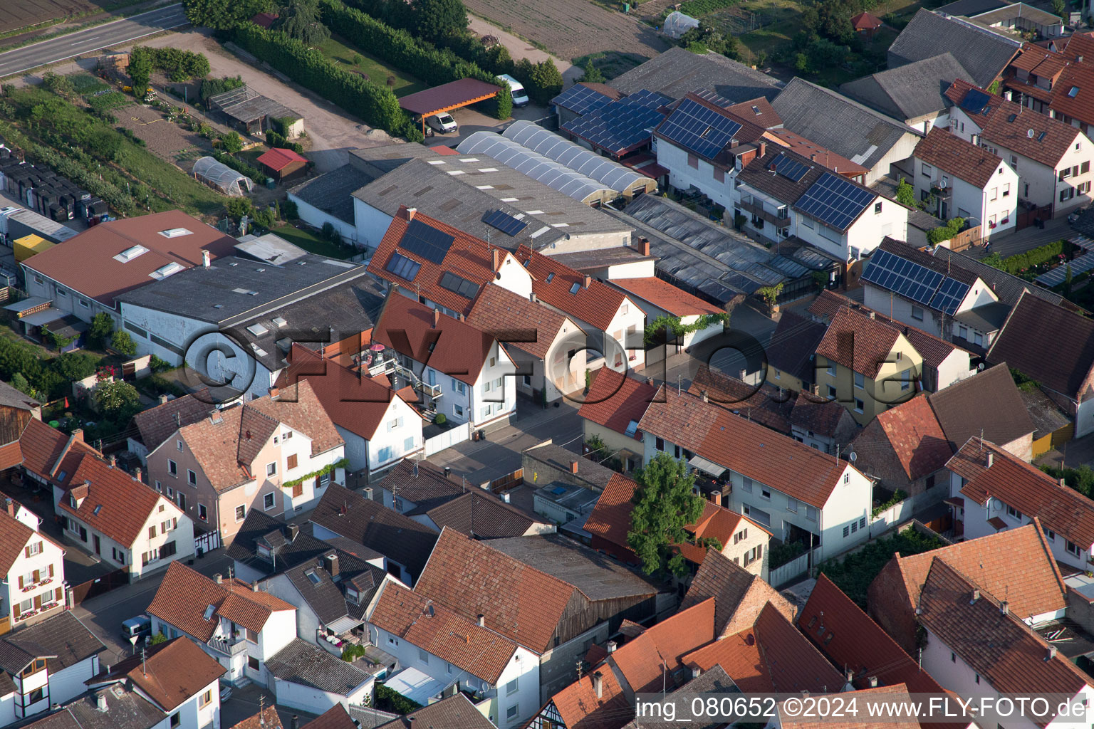 Zeiskam in the state Rhineland-Palatinate, Germany seen from above