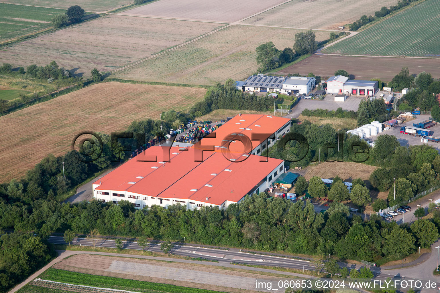 Zeiskam in the state Rhineland-Palatinate, Germany from the plane