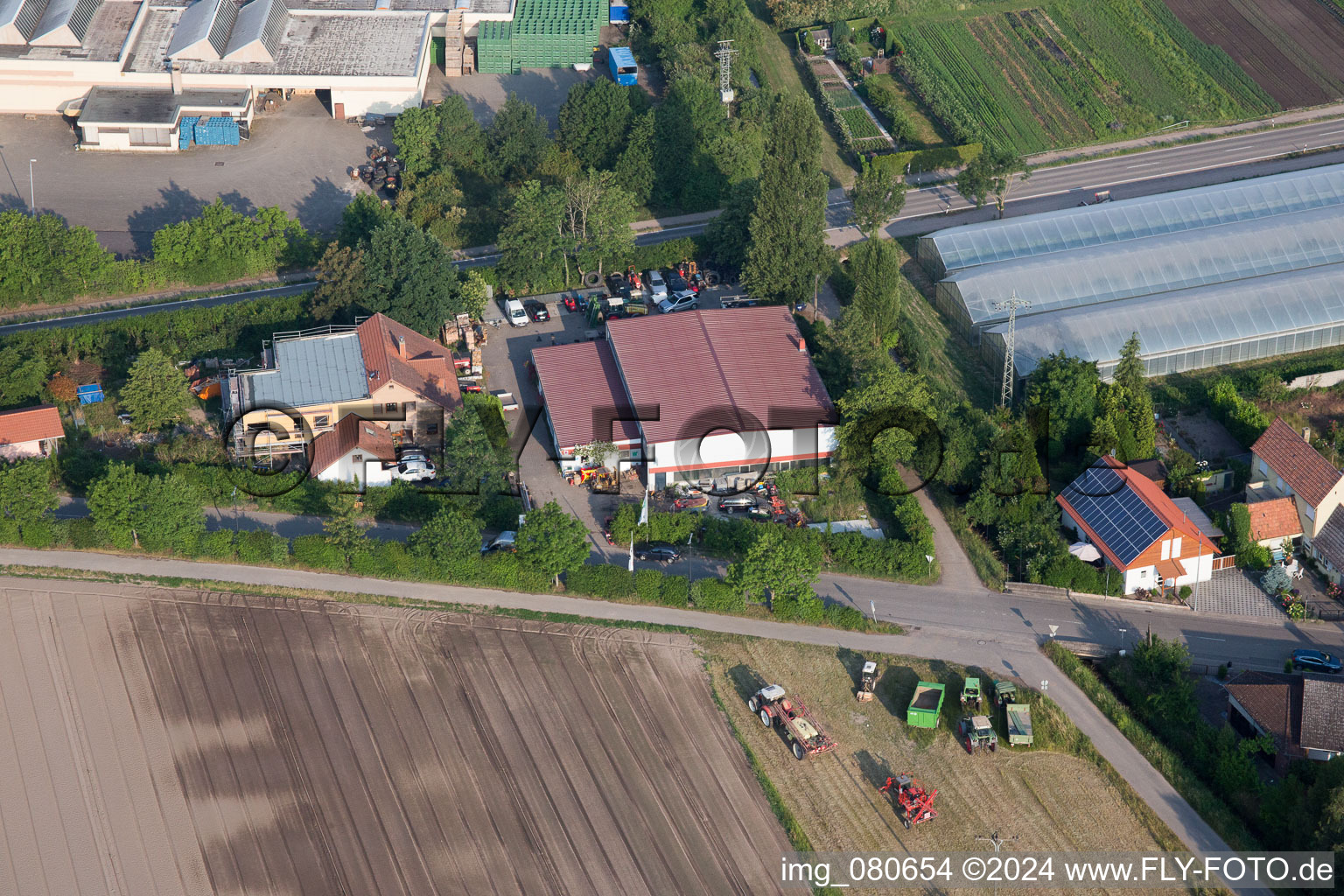 Bird's eye view of Zeiskam in the state Rhineland-Palatinate, Germany