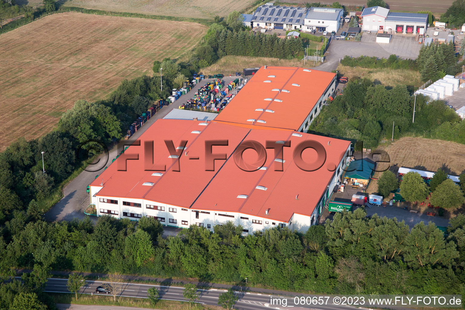 Drone image of Zeiskam in the state Rhineland-Palatinate, Germany