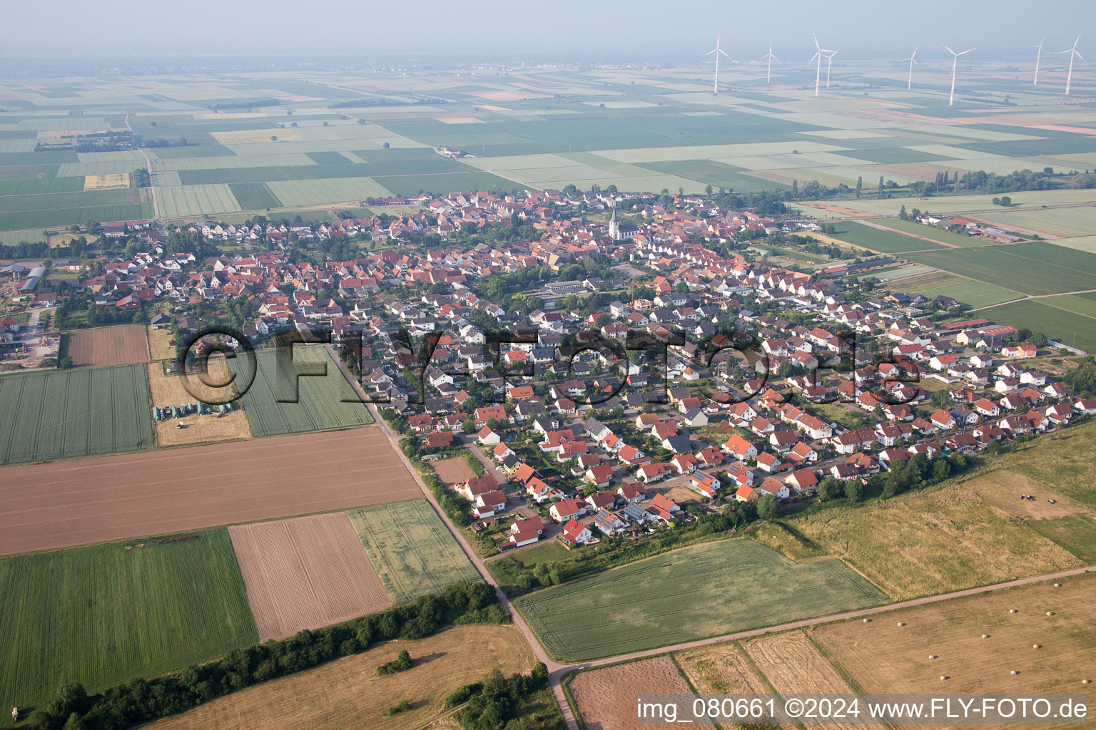 Aerial view of District Ottersheim in Ottersheim bei Landau in the state Rhineland-Palatinate, Germany