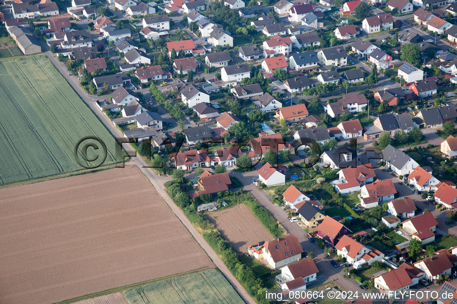 Ottersheim bei Landau in the state Rhineland-Palatinate, Germany from above