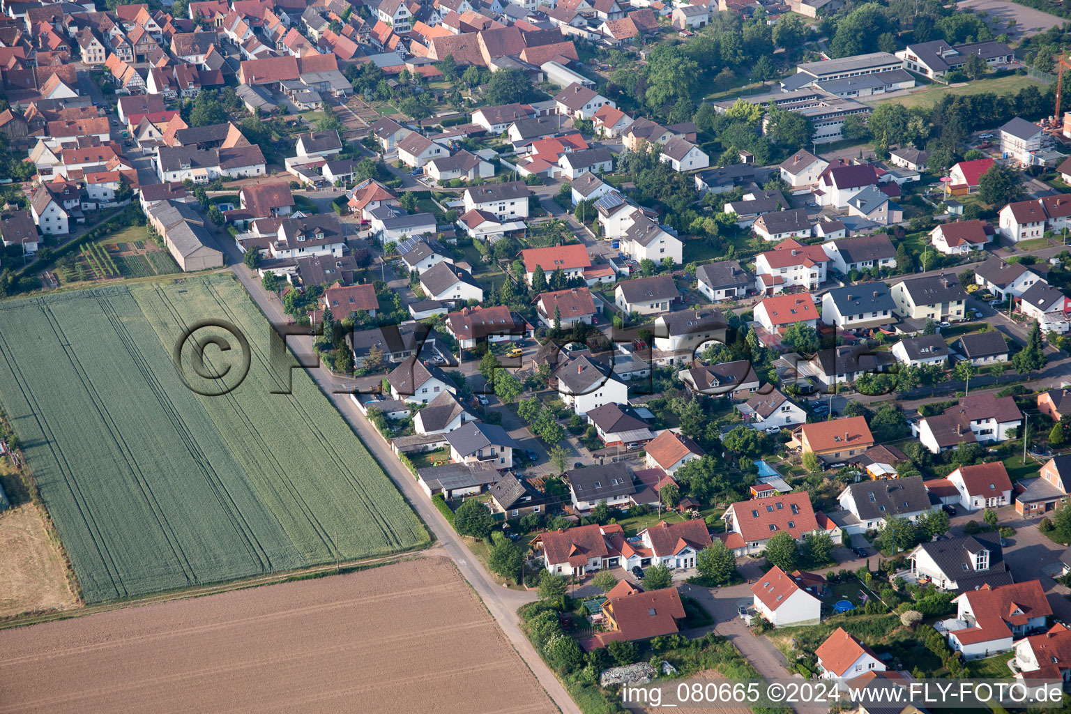 District Ottersheim in Ottersheim bei Landau in the state Rhineland-Palatinate, Germany out of the air