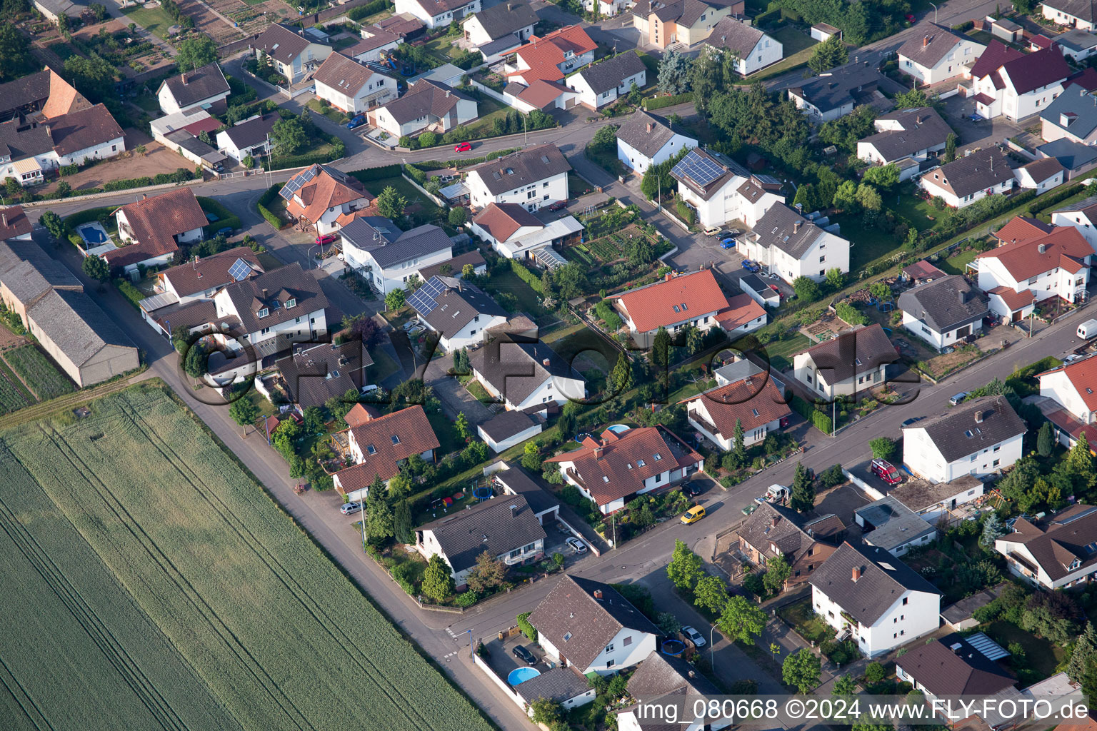 Ottersheim bei Landau in the state Rhineland-Palatinate, Germany from the plane