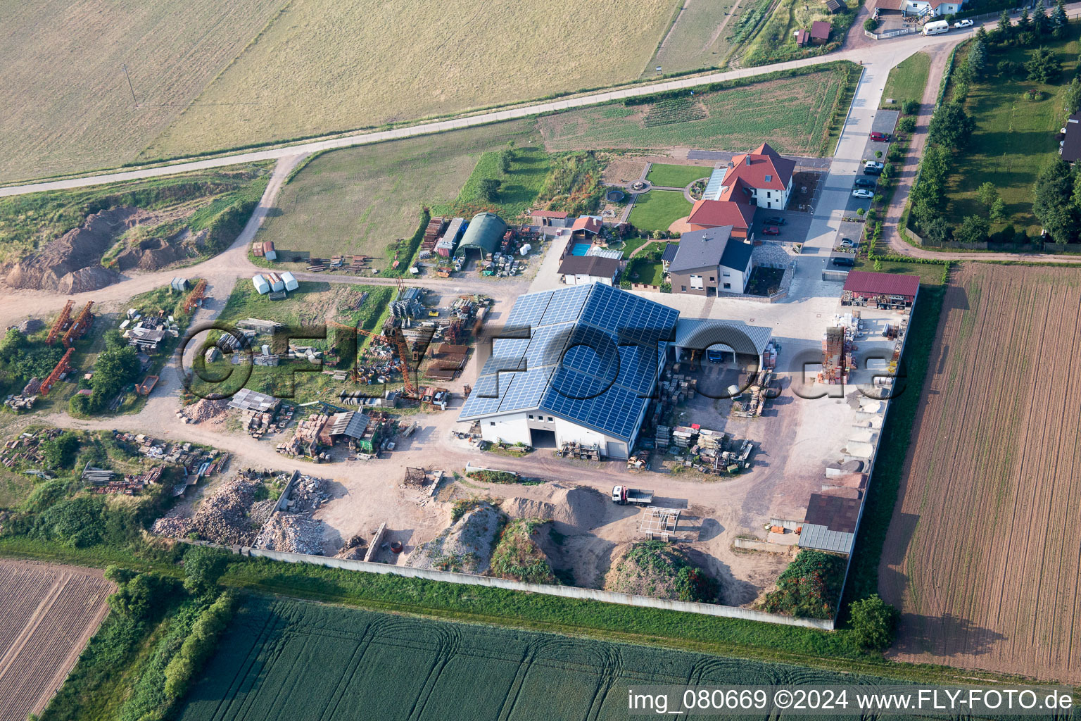 Bird's eye view of District Ottersheim in Ottersheim bei Landau in the state Rhineland-Palatinate, Germany