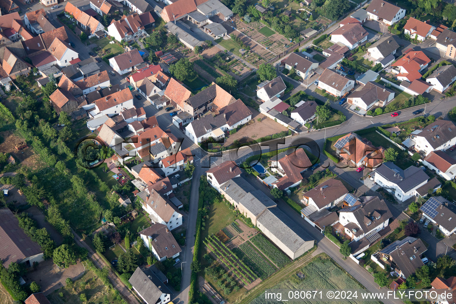 Ottersheim bei Landau in the state Rhineland-Palatinate, Germany viewn from the air