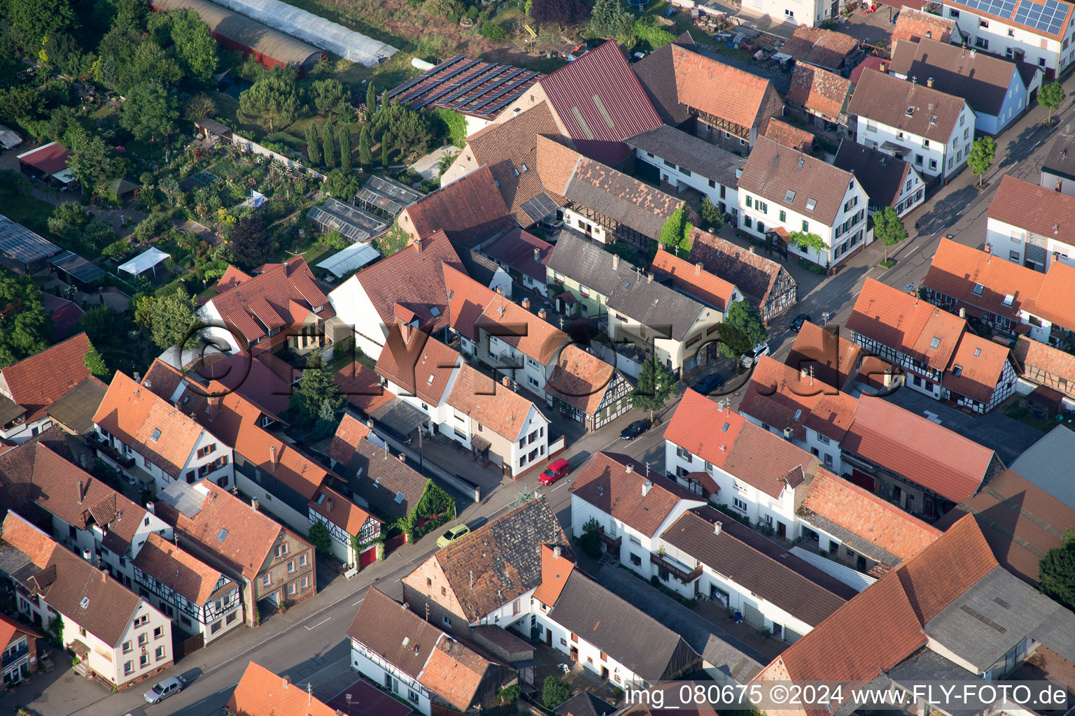 District Ottersheim in Ottersheim bei Landau in the state Rhineland-Palatinate, Germany from the drone perspective