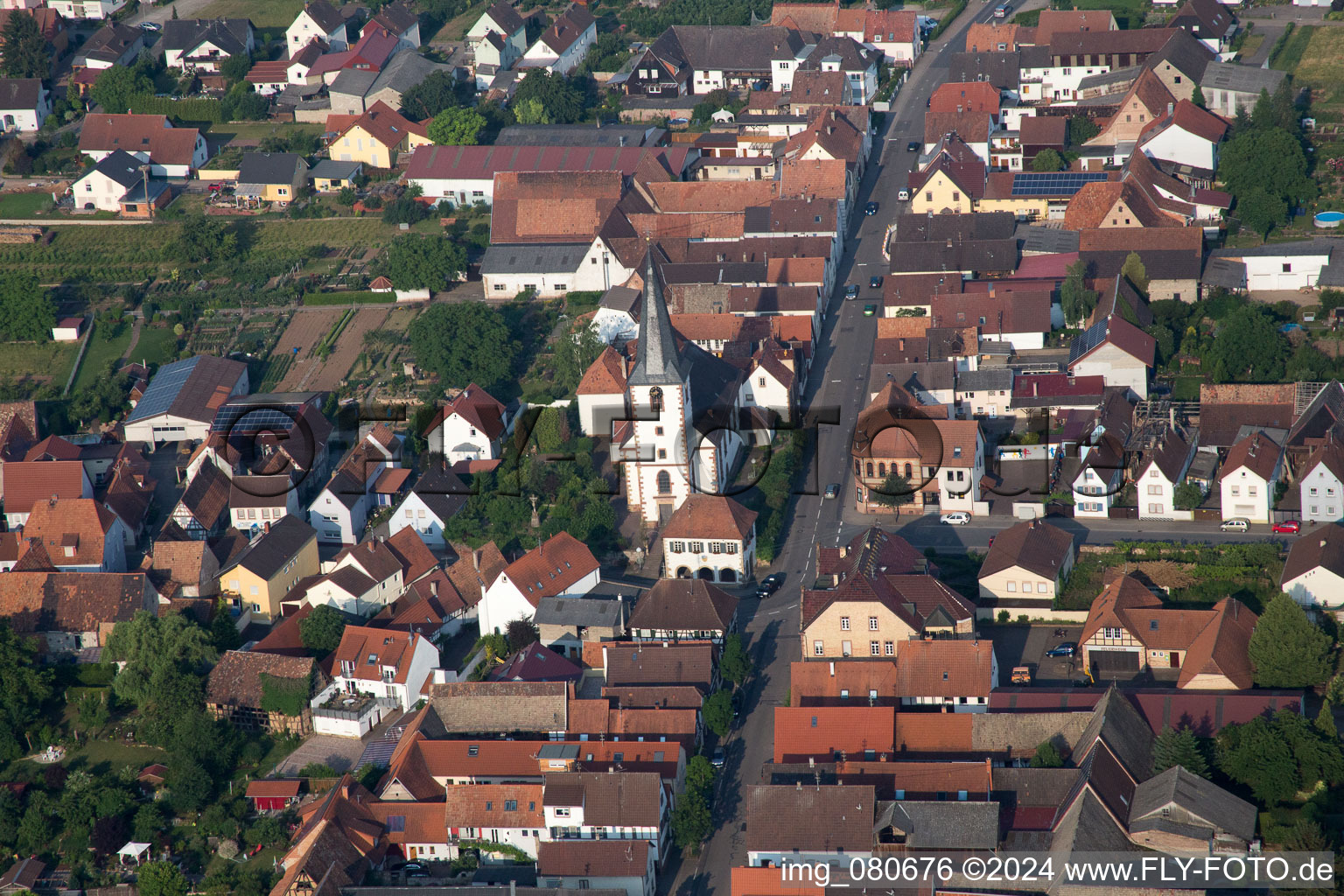 District Ottersheim in Ottersheim bei Landau in the state Rhineland-Palatinate, Germany from a drone