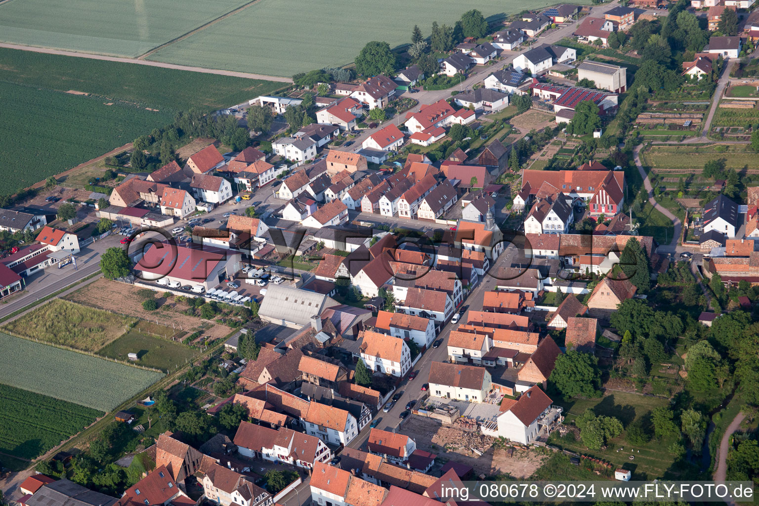 Aerial view of District Ottersheim in Ottersheim bei Landau in the state Rhineland-Palatinate, Germany