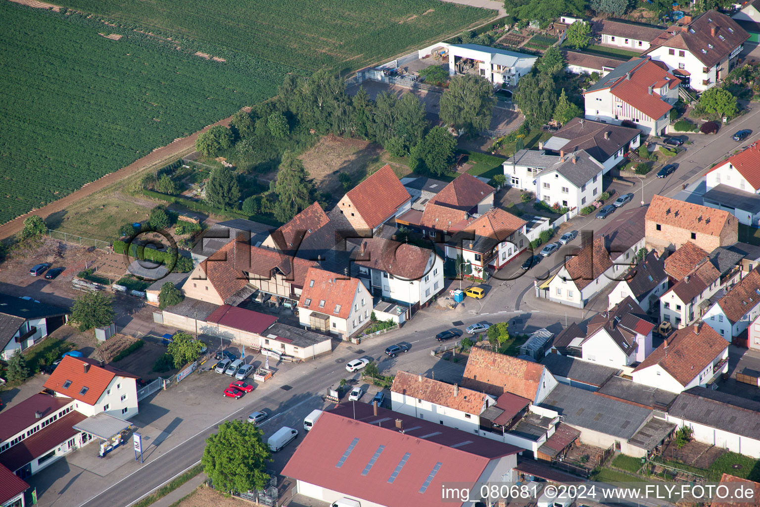 Oblique view of District Ottersheim in Ottersheim bei Landau in the state Rhineland-Palatinate, Germany