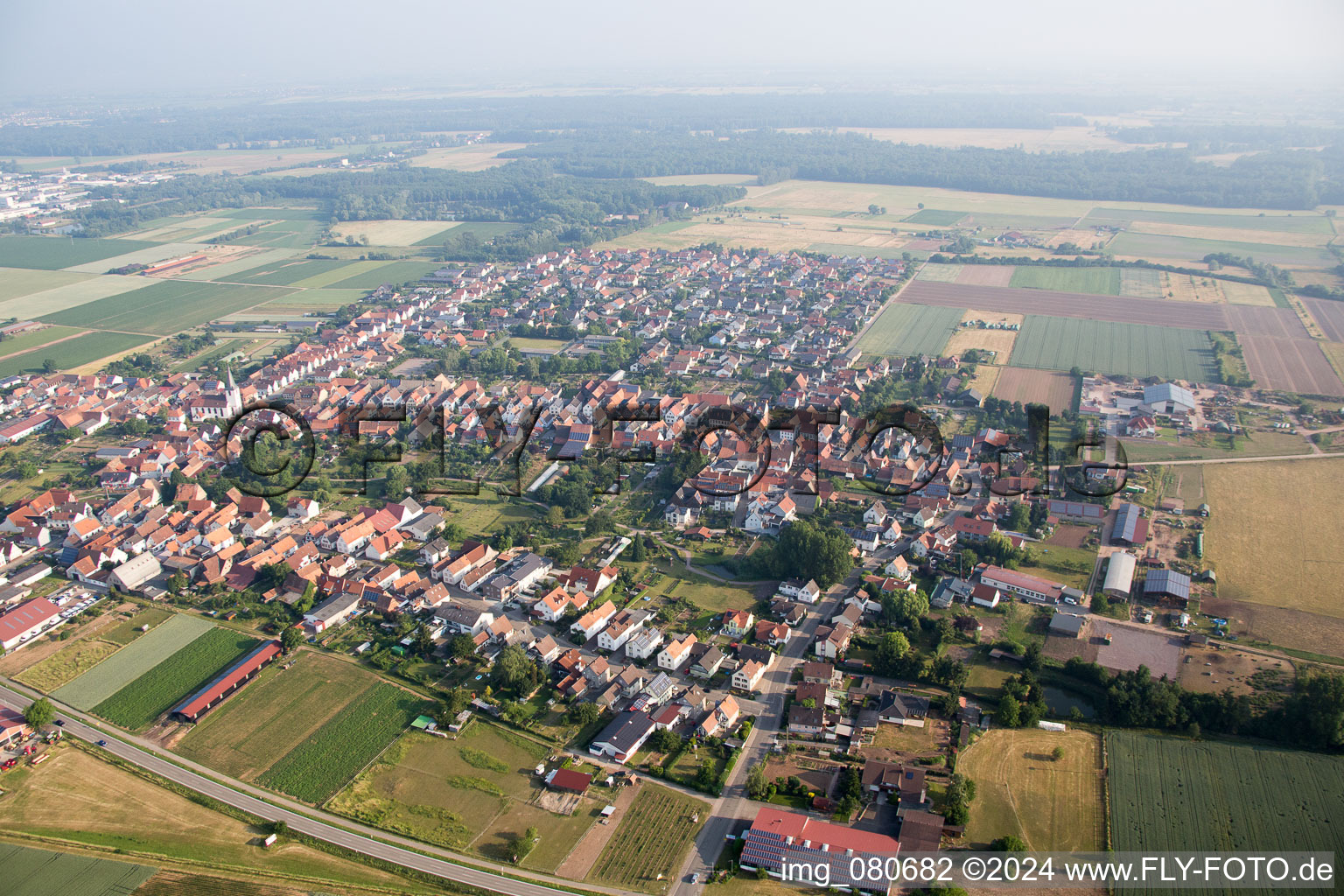 Ottersheim bei Landau in the state Rhineland-Palatinate, Germany from above