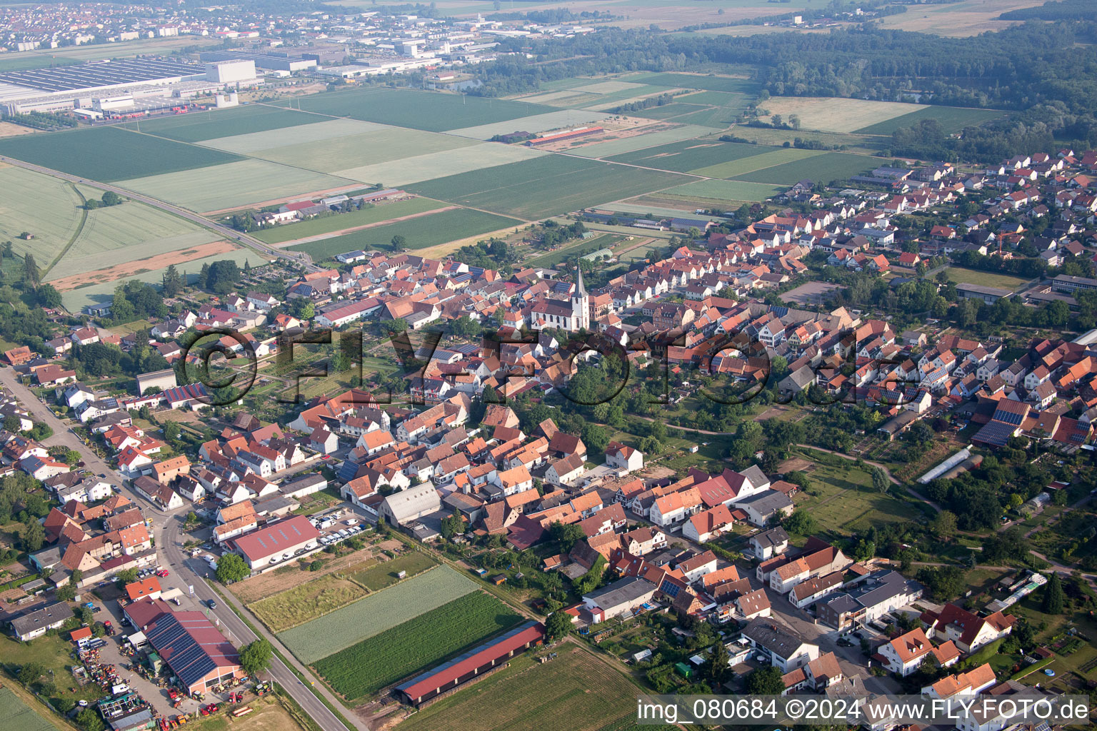 District Ottersheim in Ottersheim bei Landau in the state Rhineland-Palatinate, Germany out of the air