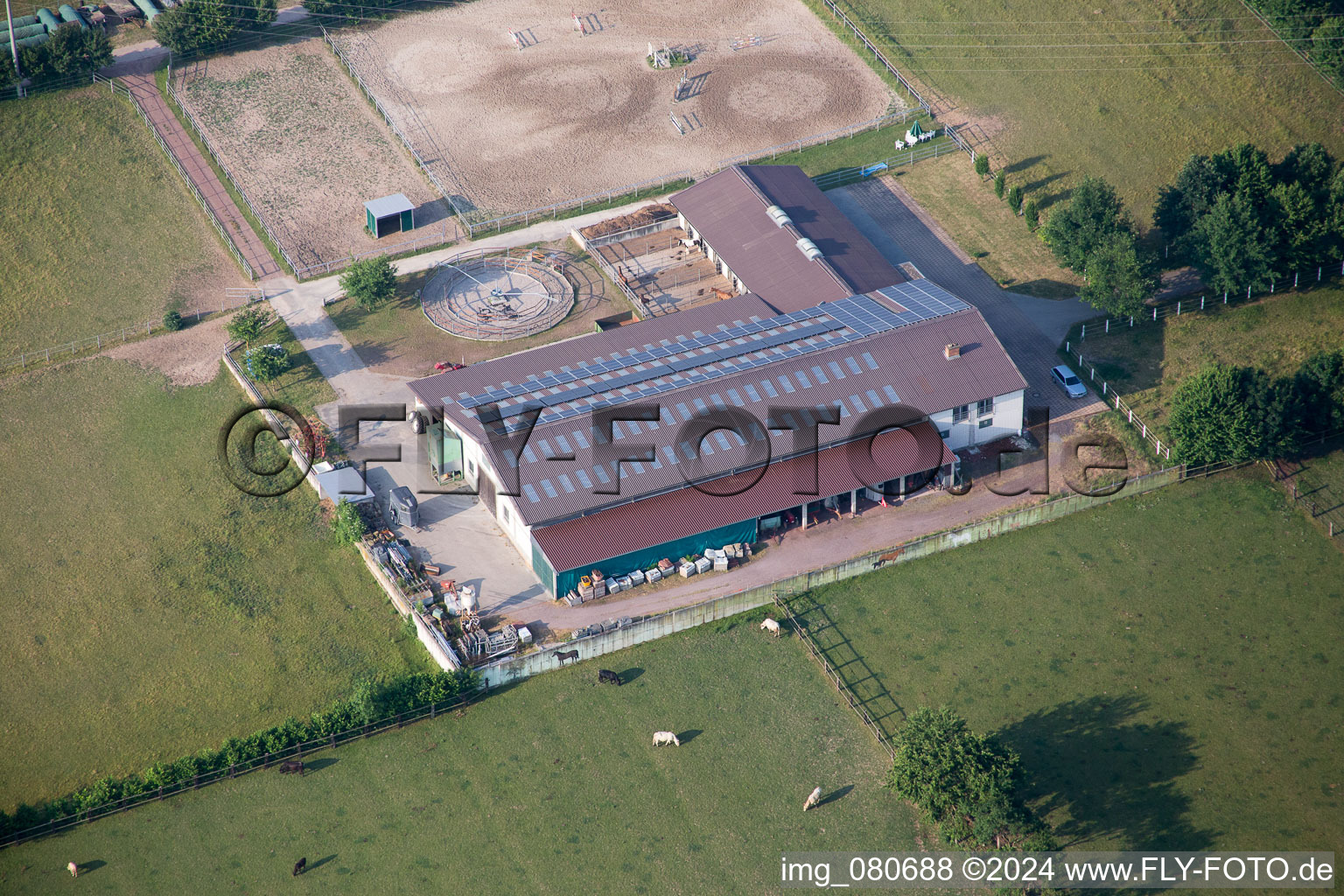 Bird's eye view of Ottersheim bei Landau in the state Rhineland-Palatinate, Germany