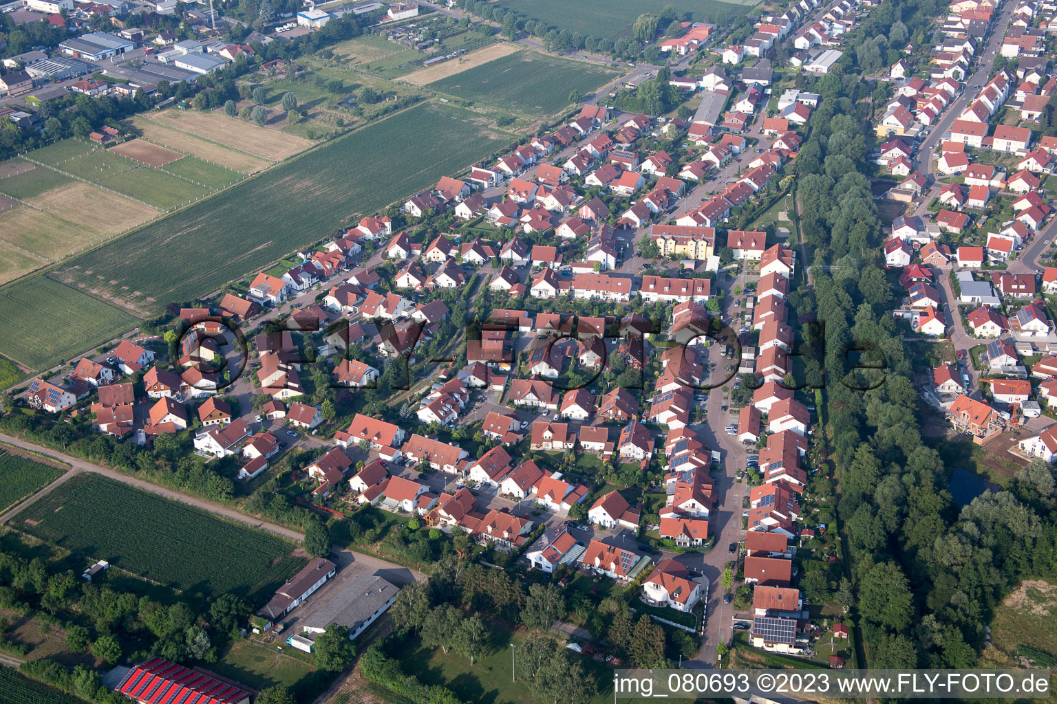 District Herxheim in Herxheim bei Landau in the state Rhineland-Palatinate, Germany seen from above