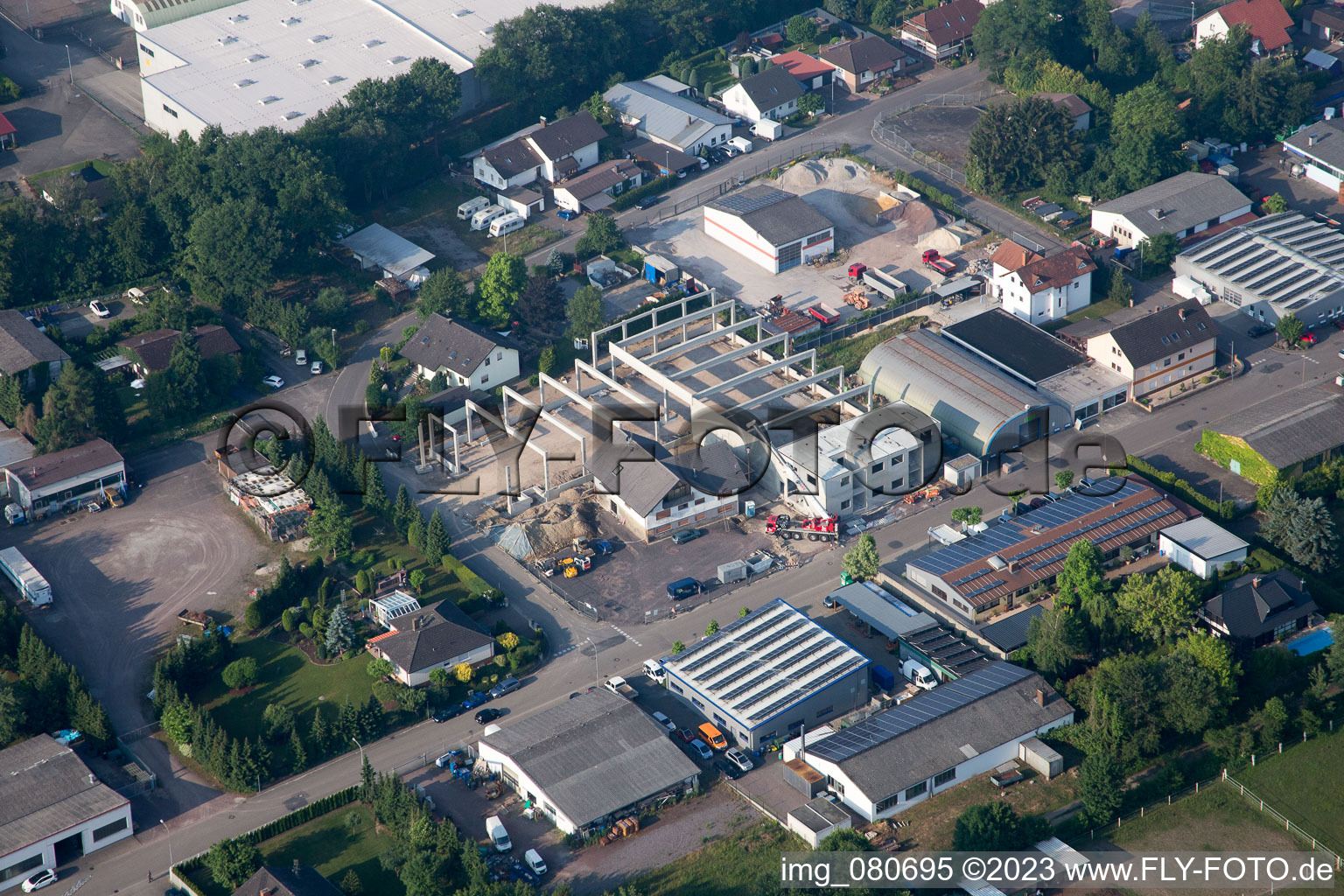 District Herxheim in Herxheim bei Landau/Pfalz in the state Rhineland-Palatinate, Germany from the plane