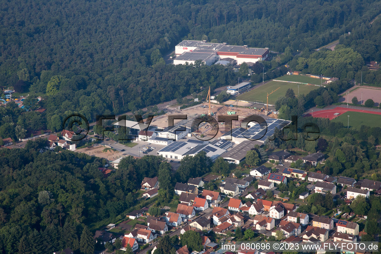 Bird's eye view of District Herxheim in Herxheim bei Landau in the state Rhineland-Palatinate, Germany