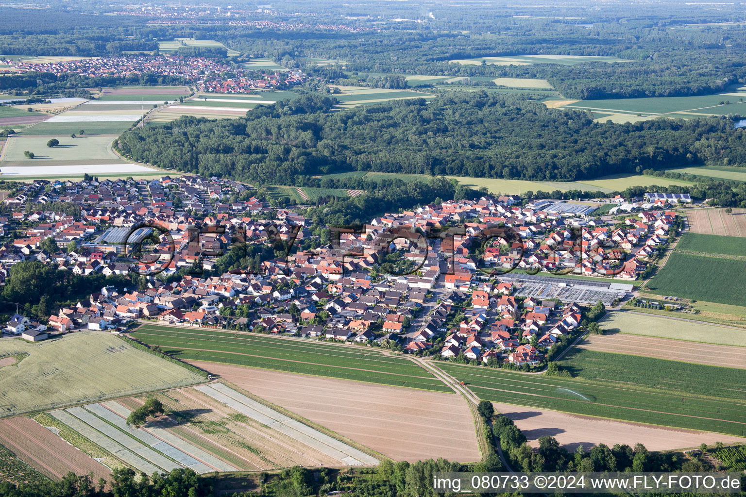 Drone recording of Kuhardt in the state Rhineland-Palatinate, Germany