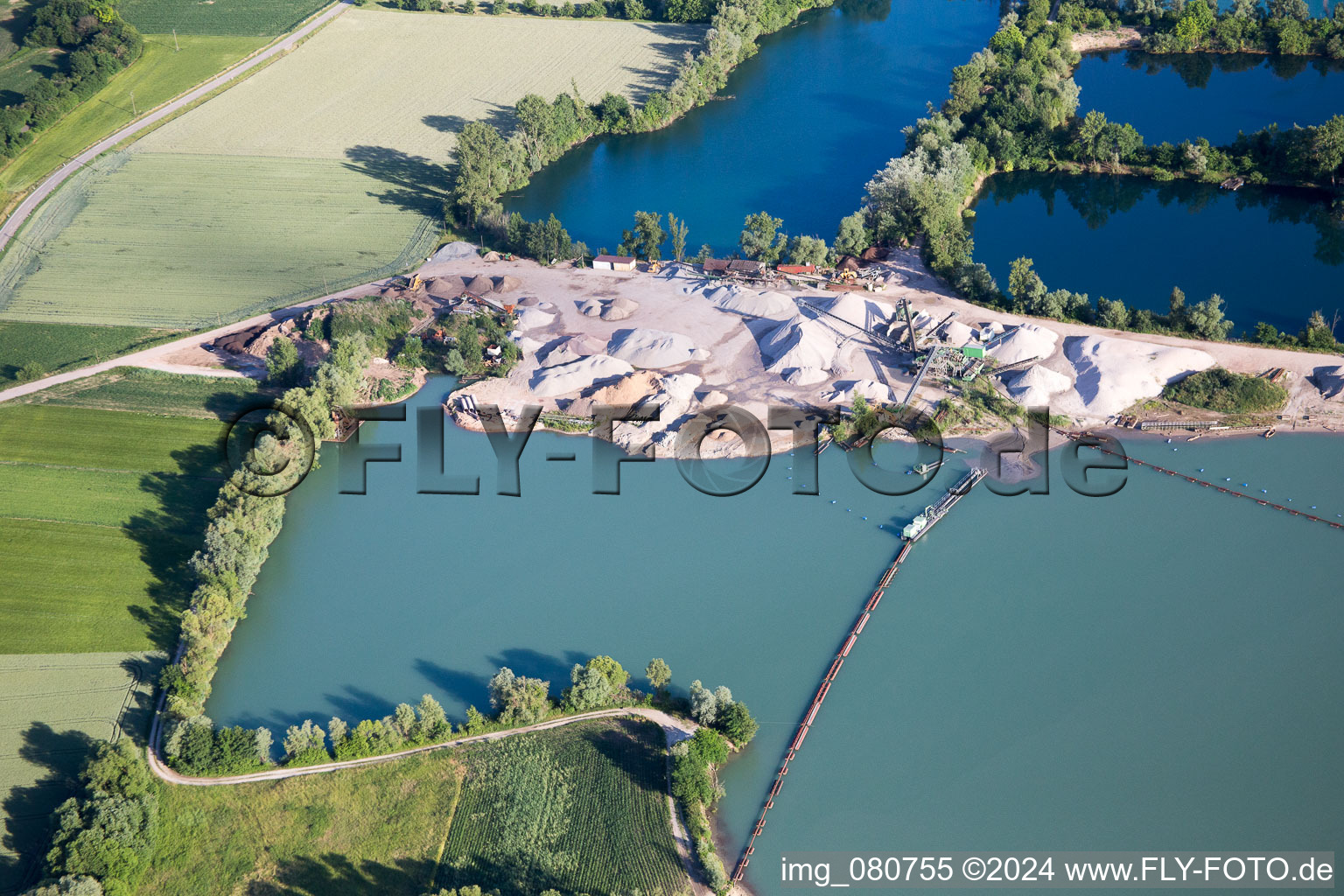 Aerial view of Leimersheim in the state Rhineland-Palatinate, Germany