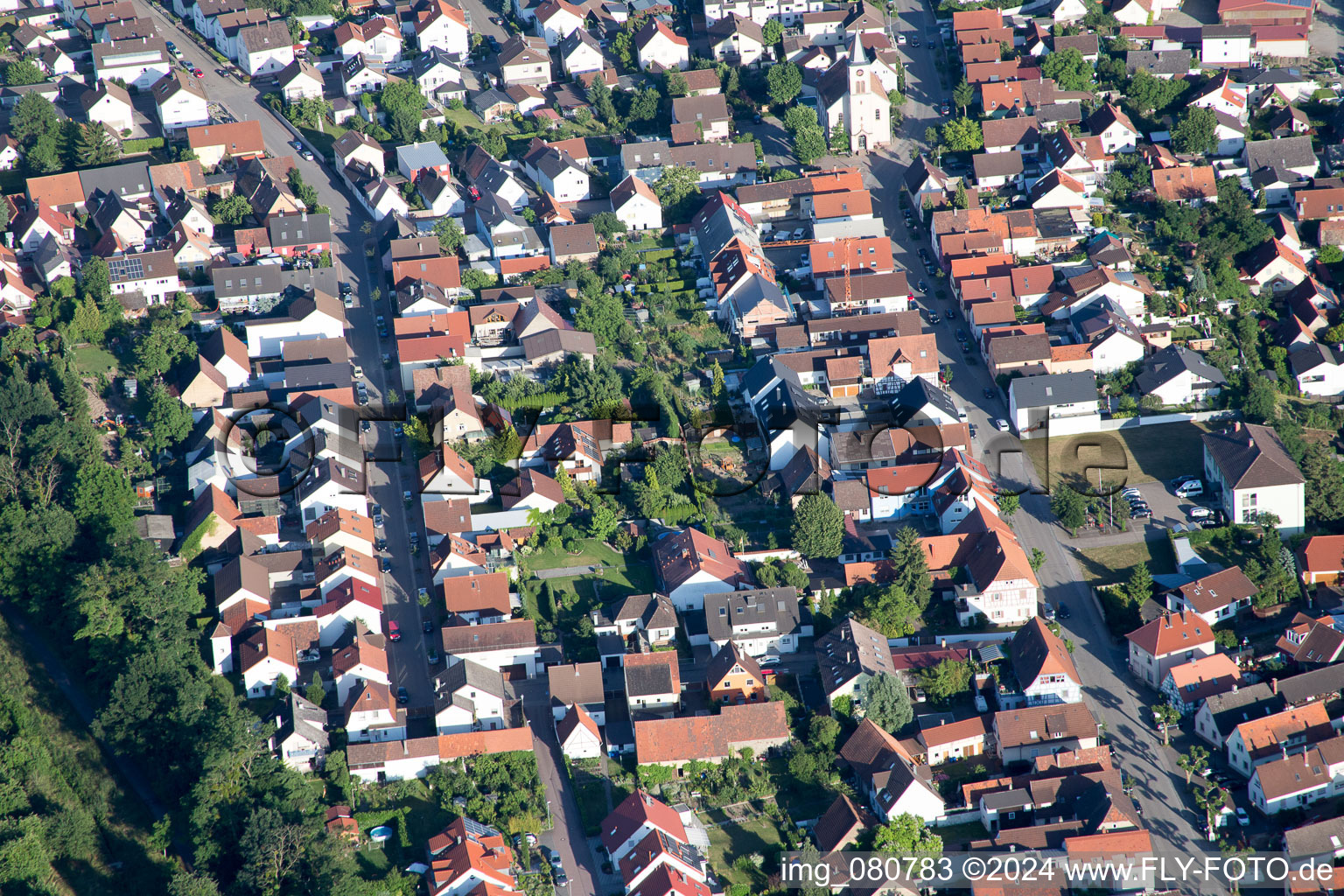 Leopoldstr in the district Leopoldshafen in Eggenstein-Leopoldshafen in the state Baden-Wuerttemberg, Germany