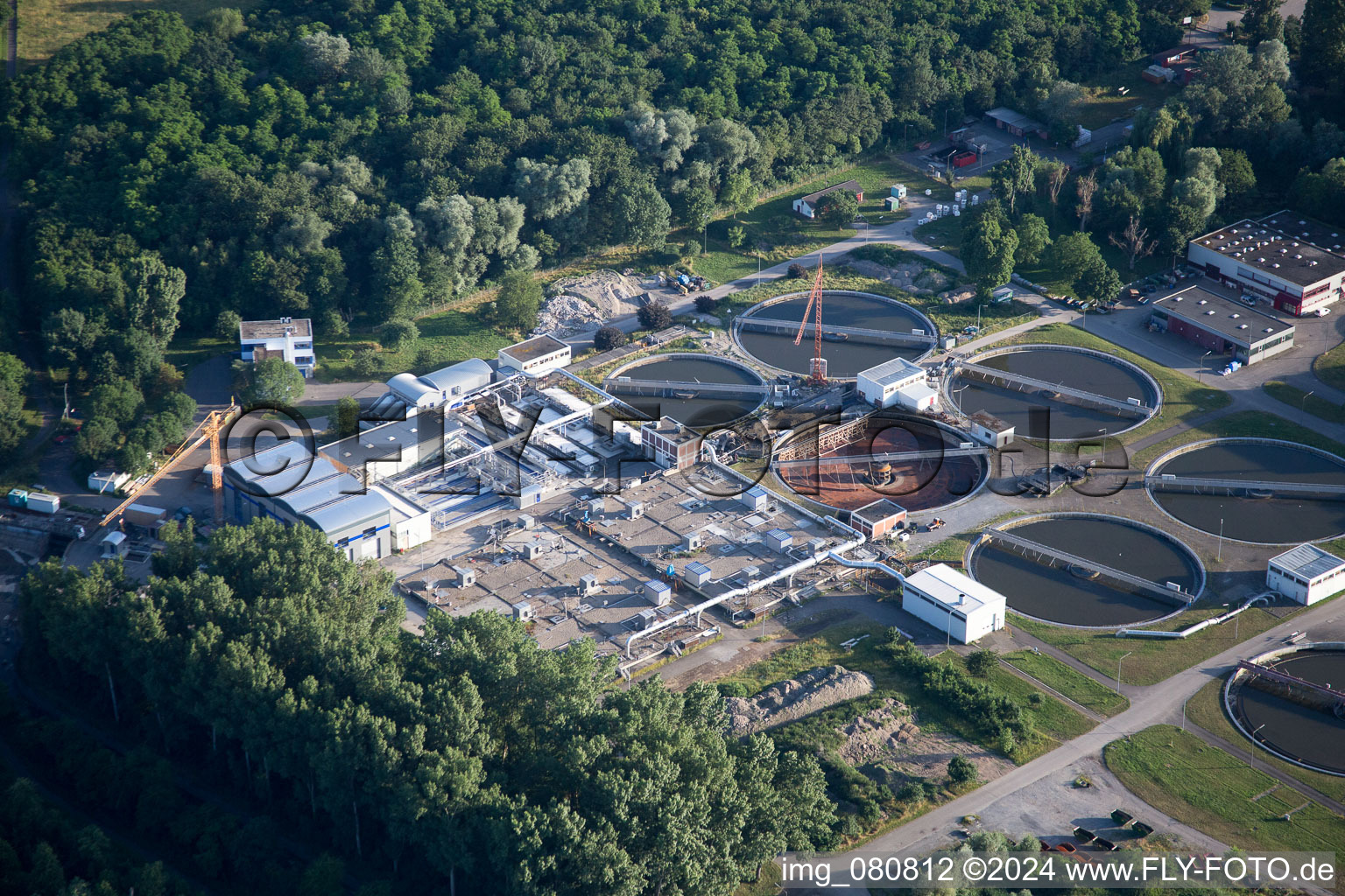 Aerial view of District Neureut in Karlsruhe in the state Baden-Wuerttemberg, Germany