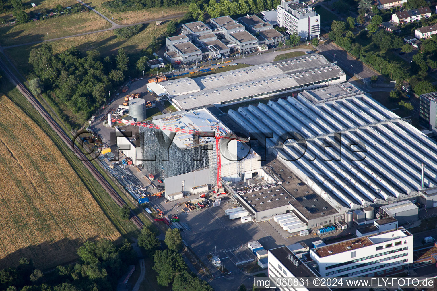 Oblique view of L'Oreal new building in the district Neureut in Karlsruhe in the state Baden-Wuerttemberg, Germany