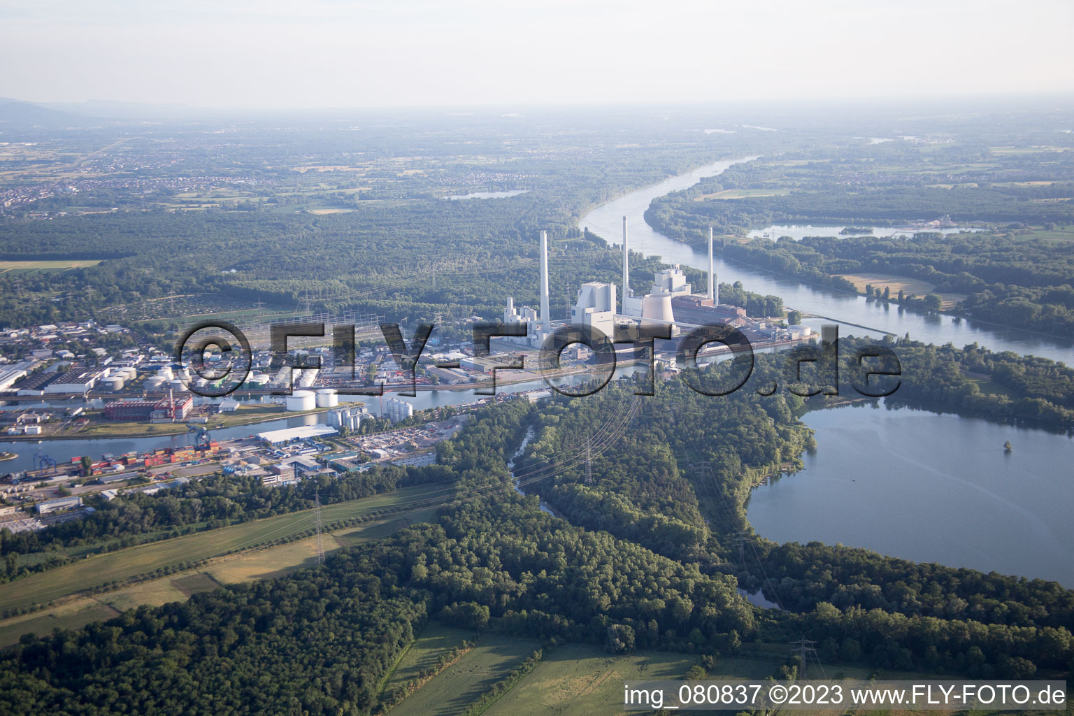 Aerial view of KA Rheinhafen in the district Rheinhafen in Karlsruhe in the state Baden-Wuerttemberg, Germany