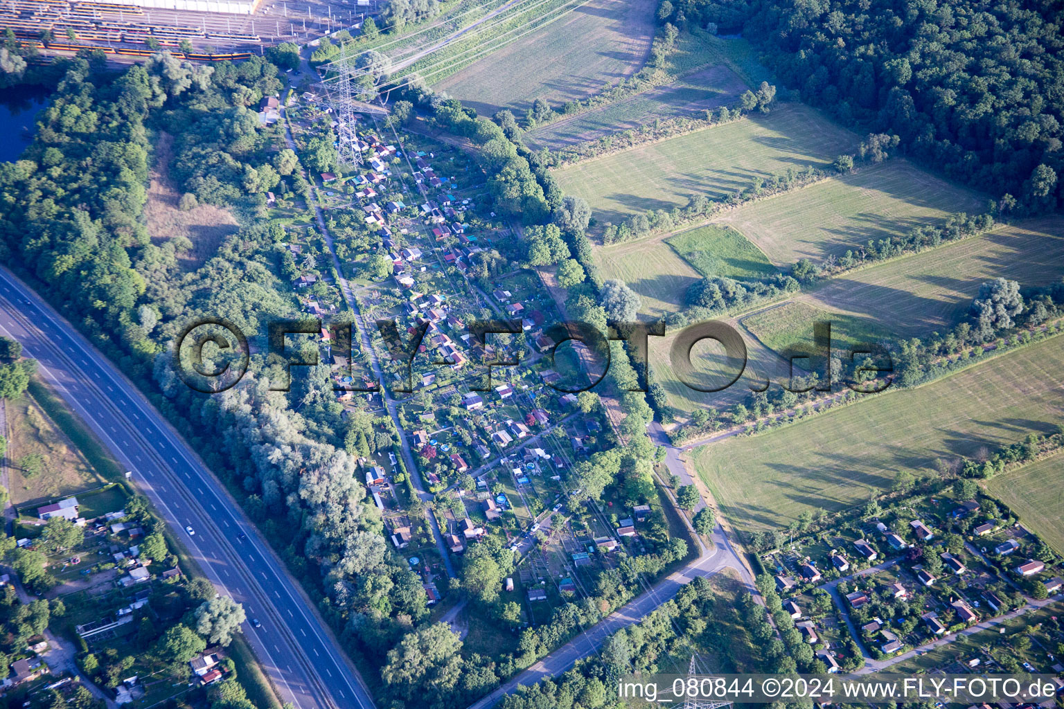 District Knielingen in Karlsruhe in the state Baden-Wuerttemberg, Germany from above