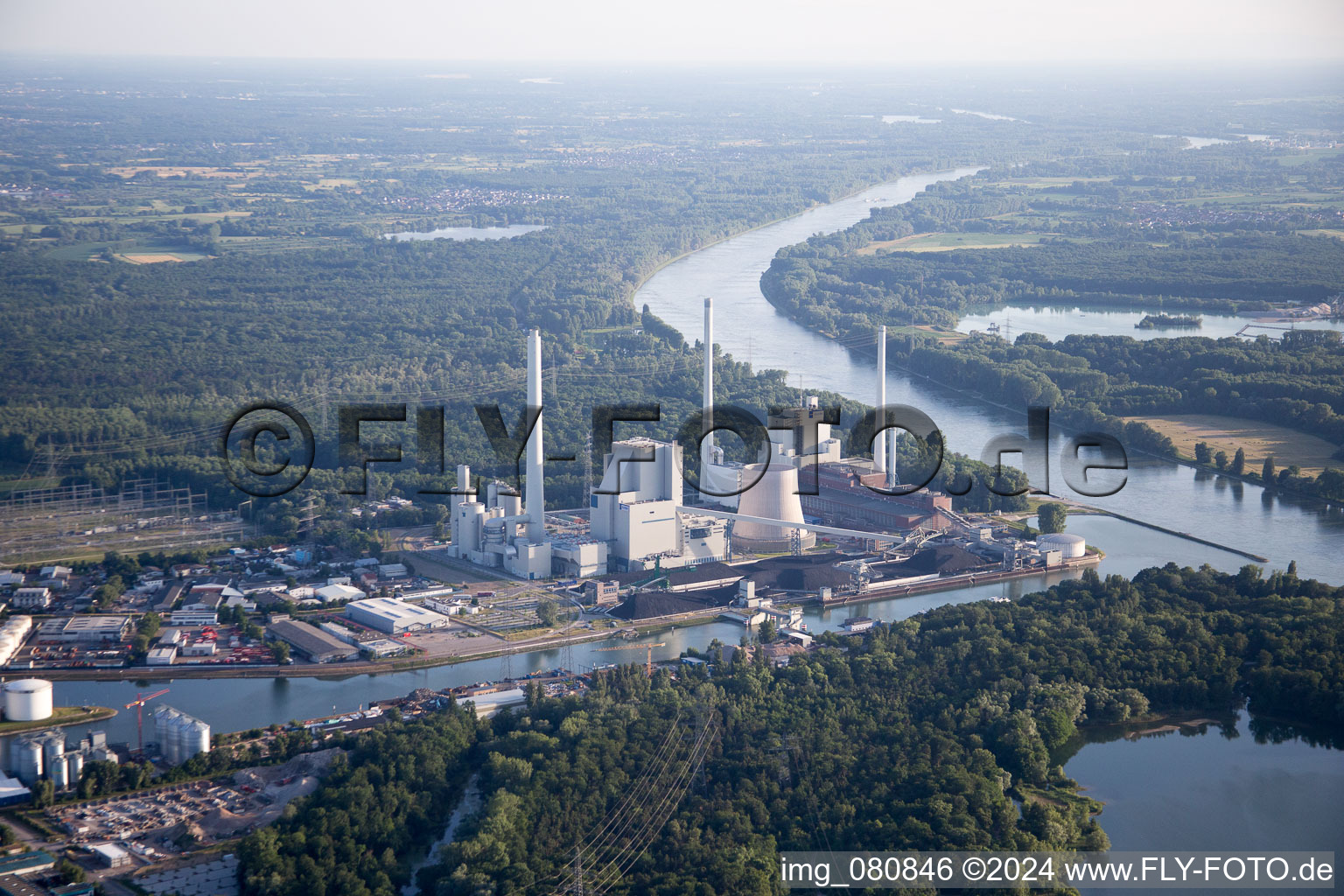 KA Rheinhafen in the district Rheinhafen in Karlsruhe in the state Baden-Wuerttemberg, Germany seen from above