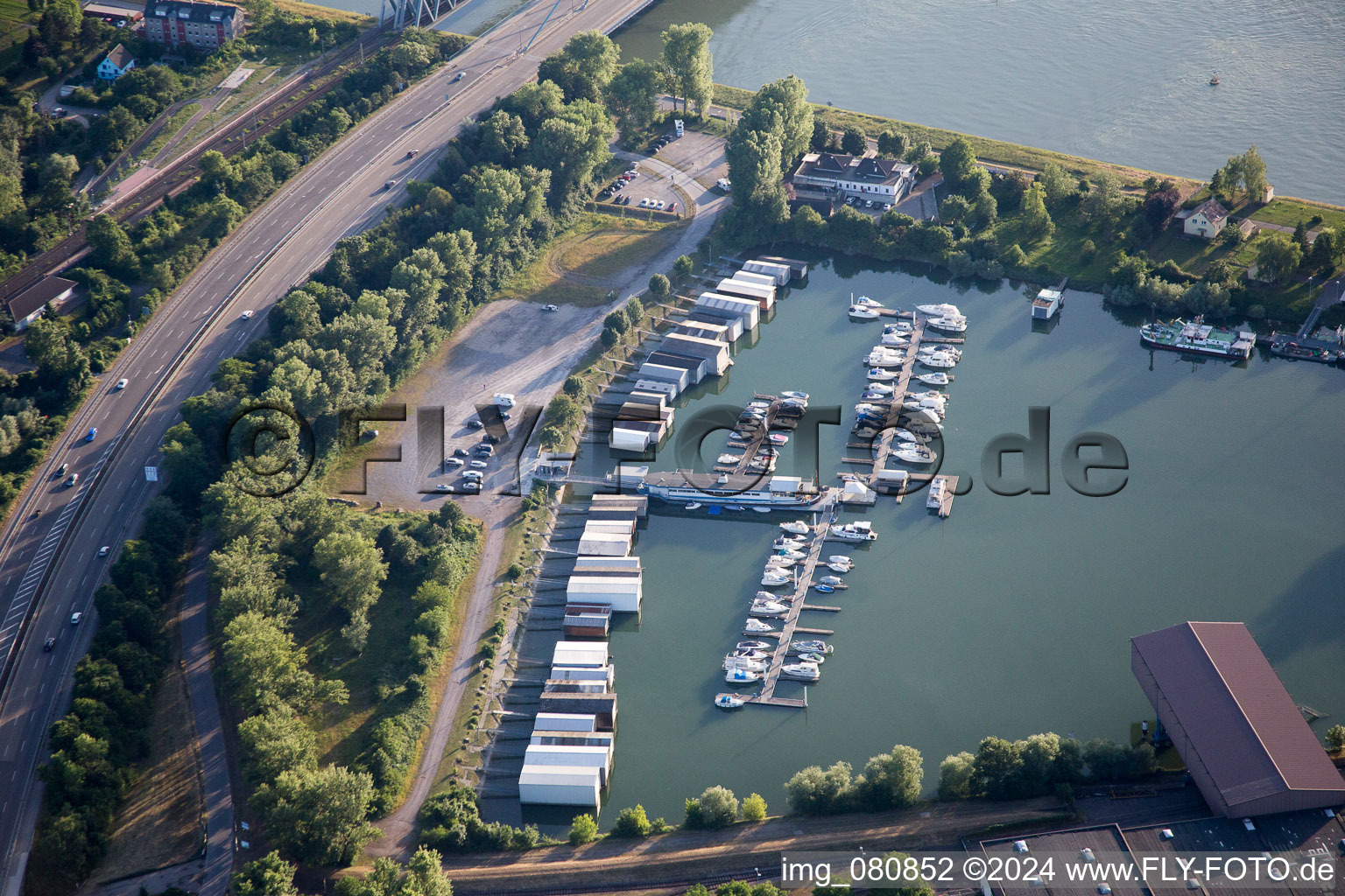 Motorboat Club Karlsruhe eV in the district Knielingen in Karlsruhe in the state Baden-Wuerttemberg, Germany