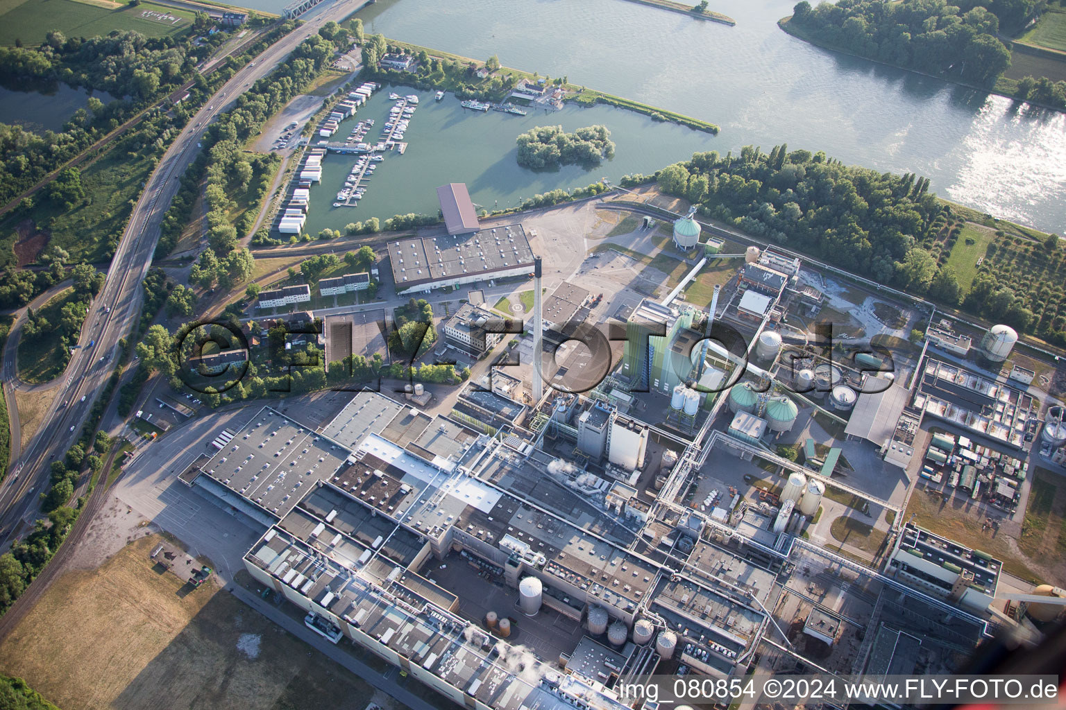 Marina on the Rhine in the district Knielingen in Karlsruhe in the state Baden-Wuerttemberg, Germany