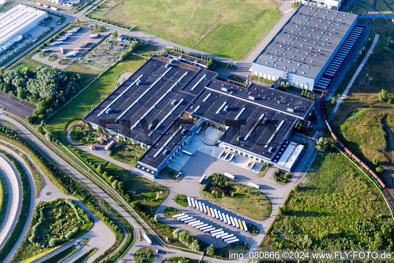 Building and production halls on the premises of Europack GmbH in the district Industriegebiet Woerth-Oberwald in Woerth am Rhein in the state Rhineland-Palatinate, Germany